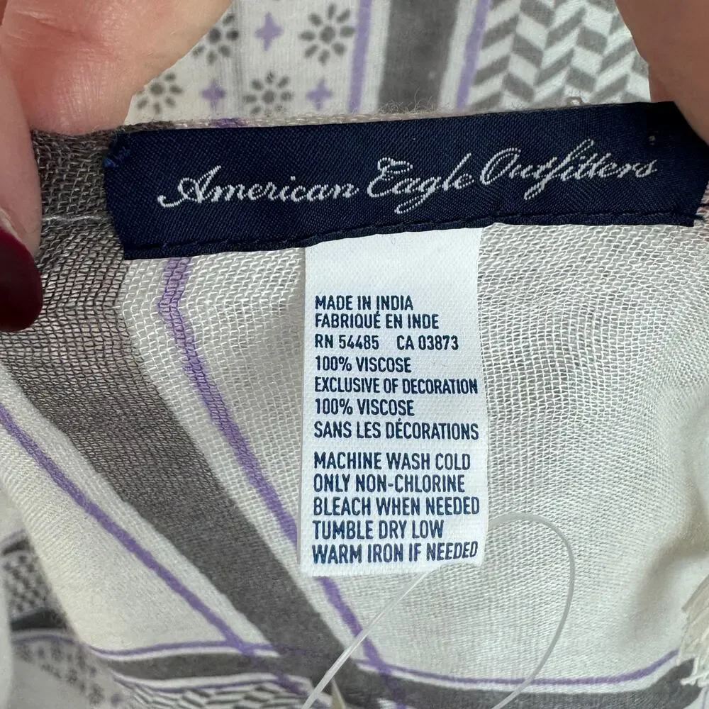 2- NWT Y2K American Eagle Red/Black/White Rectangle & Square Scarf One Size - Picture 9 of 13